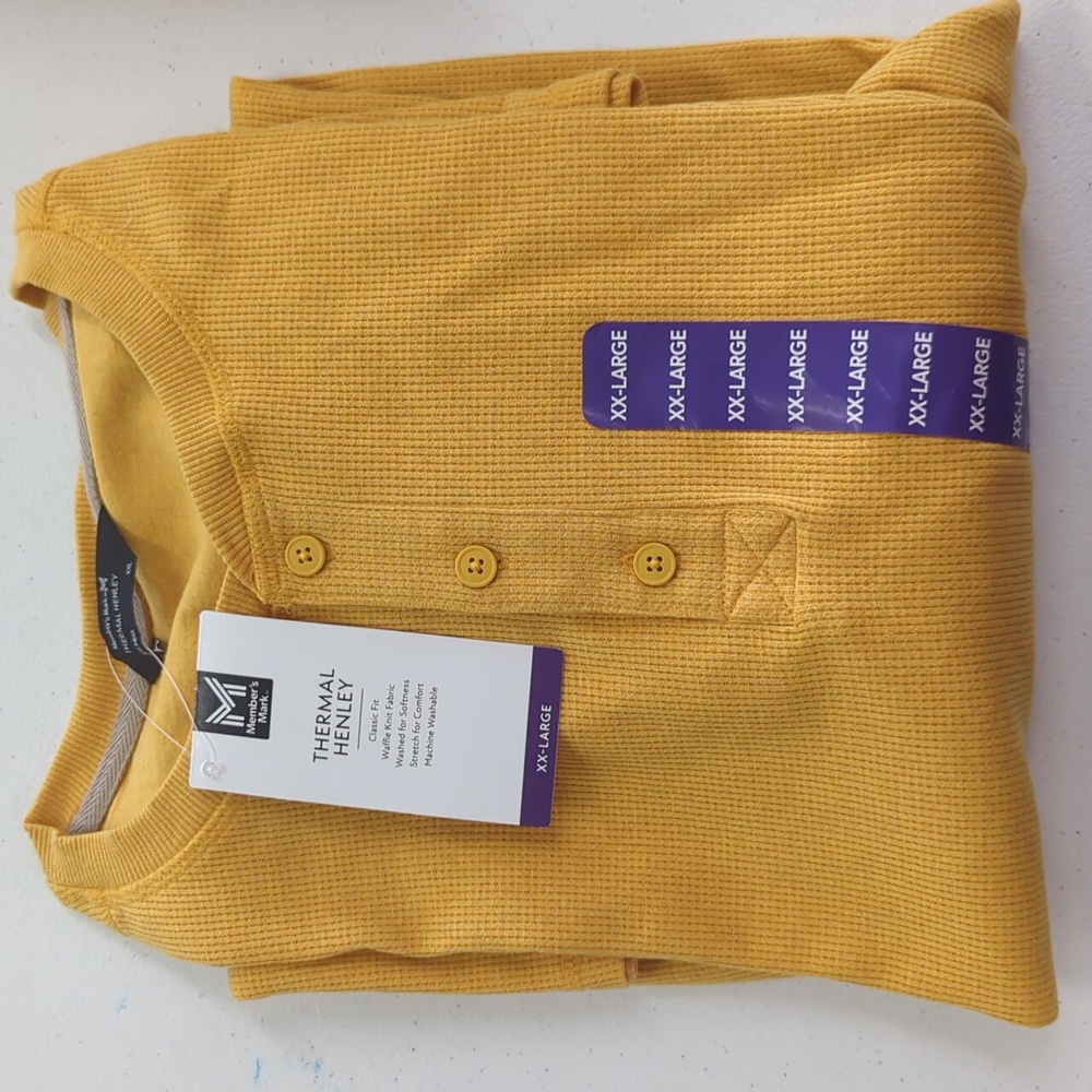 Men's Mustard Thermal Henley Shirt
